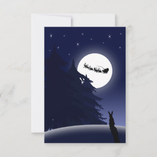 Carte Pleine lune Noël Père Noël Sleigh