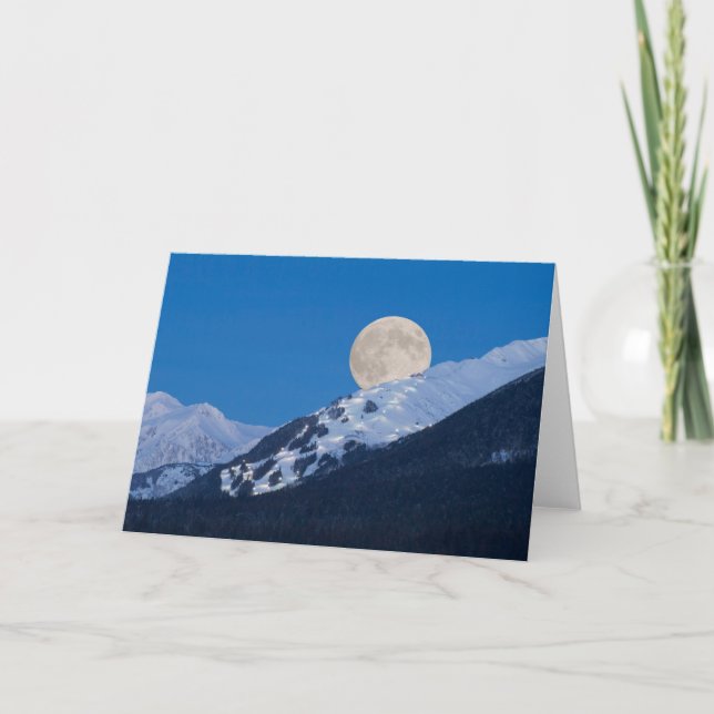 Carte Pleine lune sur la station de ski Alyeska, Alaska (Devant)