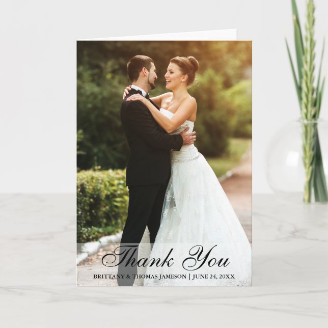 Carte pliable de remerciement de mariage avec phot (Devant)