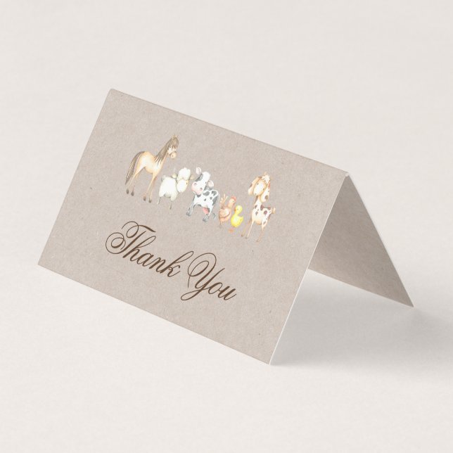 Carte pliante Baby shower Merci pour animaux de fe (Front)