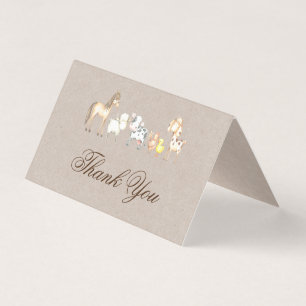 Carte pliante Baby shower Merci pour animaux de fe