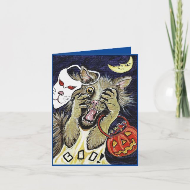 Carte pliante Halloween Chat (Devant)