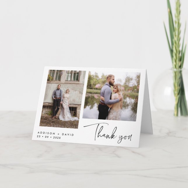 Carte pliante moderne 2 Mariage photo Merci (Devant)