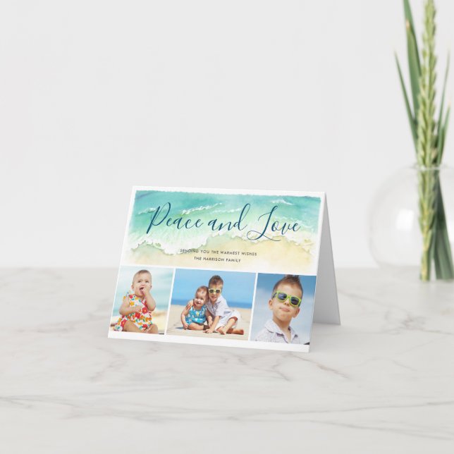 Carte pliée 3 photos de vacances pour la paix et l (Devant)