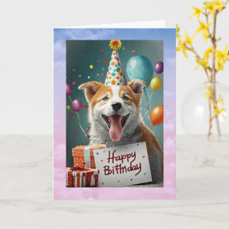 Carte pliée 5" x 7" pour l'anniversaire du chien d