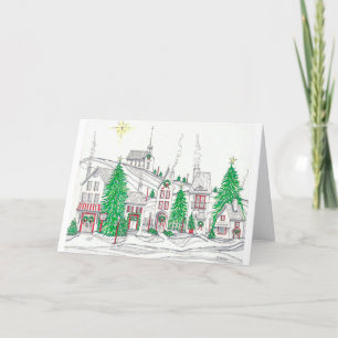 Carte pliée 5 x 8 pour le village de Noël calme