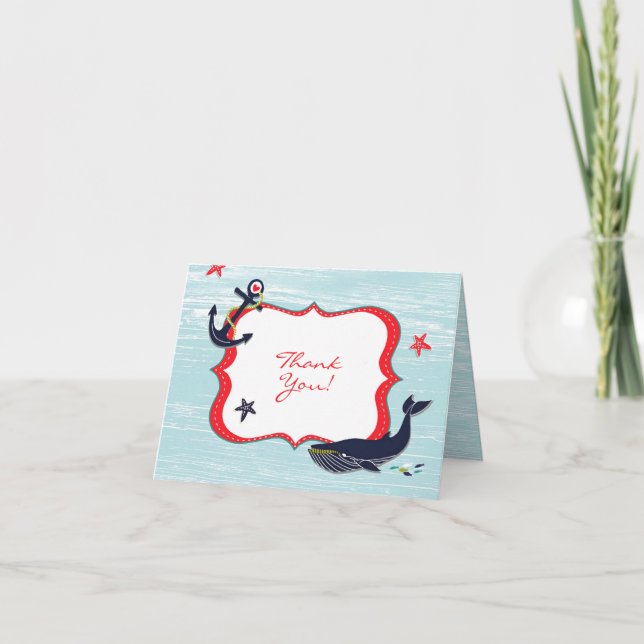 Carte pliée Ancre Merci baleine (Devant)