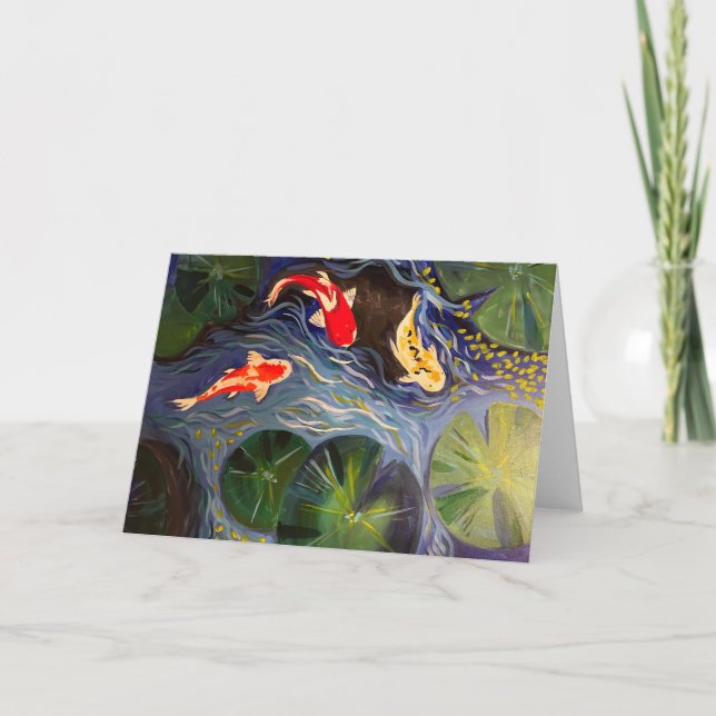 Carte pliée avec Koi Fish (Devant)