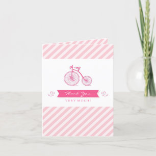 Carte pliée Baby shower fille Merci rose