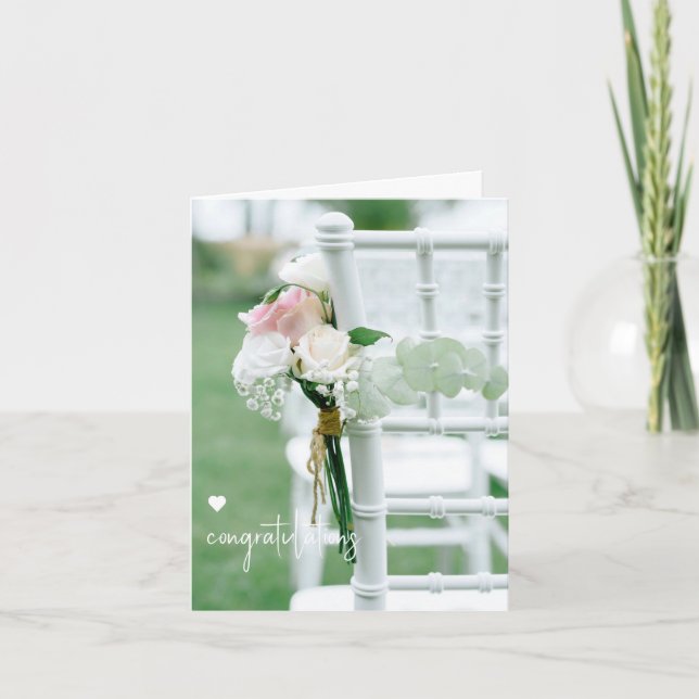 Carte pliée blanche chic Mariage/douche (Devant)
