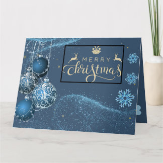 Carte pliée Blu & Silver Joyeux voeux de Noël