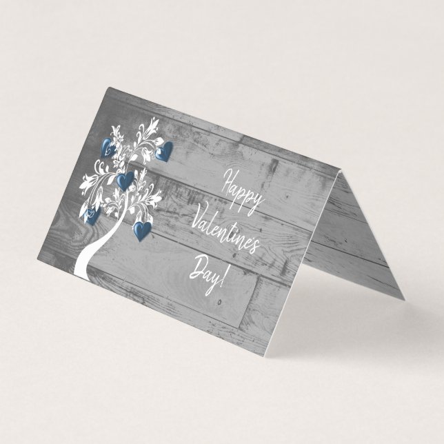 Carte pliée Blue Valentine Hearts Tree (Front)