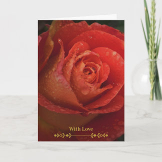 Carte Pliée Botanique Rose Rouge Foncé Élégante