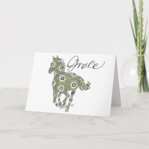 Carte pliée Cheval de grâce géométrique par Sherry