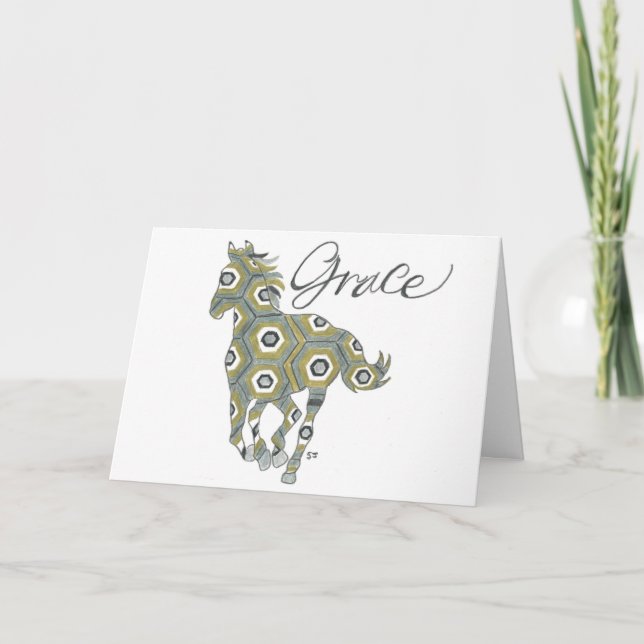 Carte pliée Cheval de grâce géométrique par Sherry (Devant)