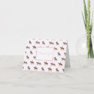 Carte pliée Cheval Equestre Rose Merci