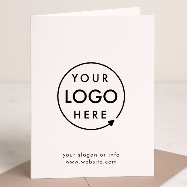 Carte pliée commerciale | Logo Noir 5x7 Invitation (Modern sleek white business folded greeting card by Guava - elegant, professional, and customizable)