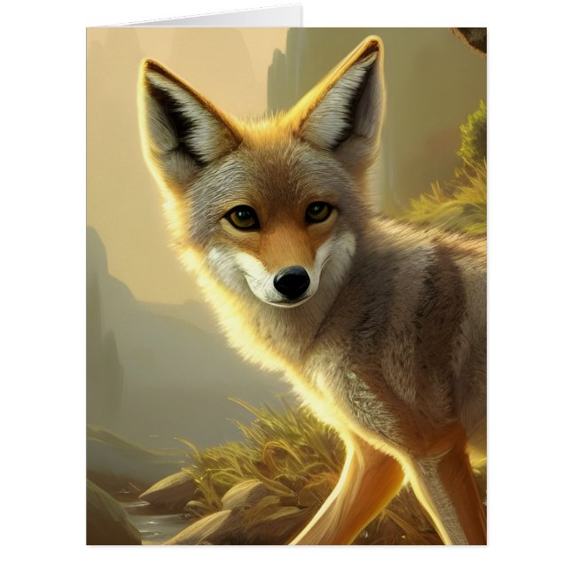 Carte pliée Coyote Pup Wildlife Portrait XL (Devant)
