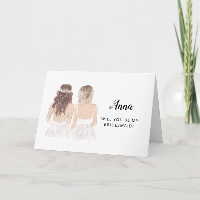 Carte pliée de demande de demoiselle d'honneur (Devant)