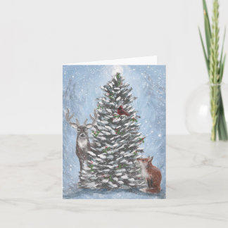 Carte pliée de la forêt hivernale
