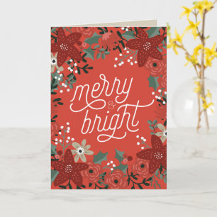 Carte pliée de Noël Poinsettia Foliage