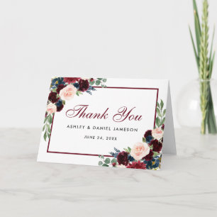 Carte pliée de remerciement de mariage Floral Bour