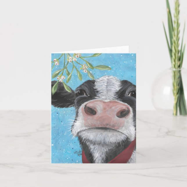 Carte pliée de vache au gui (Devant)