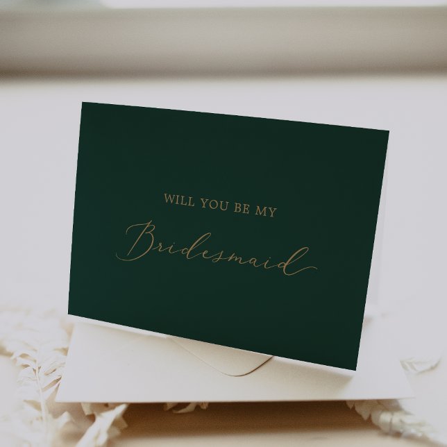 Carte pliée Delicate Gold et Green Bridesmaid (Créateur téléchargé)