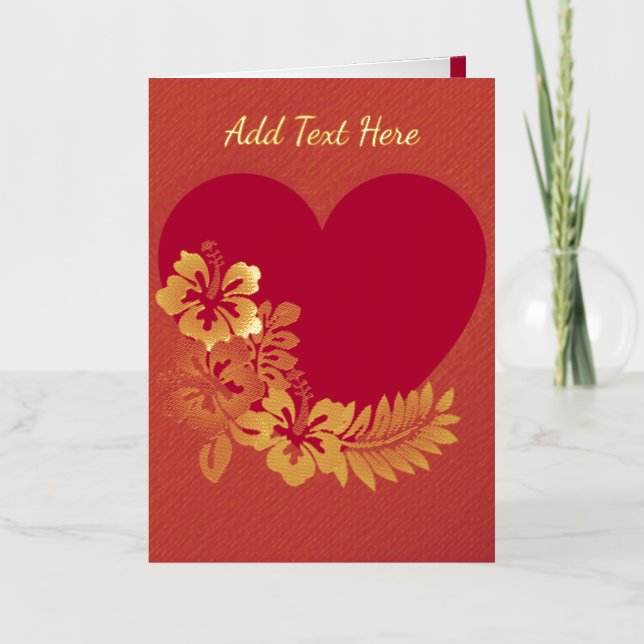 Carte pliée d'huile d'or de coeur personnalisée (Recto)
