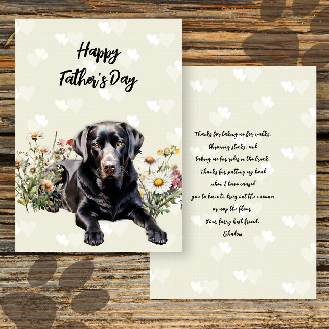 Carte pliée du message de Fête des pères Black Lab (Créateur téléchargé)