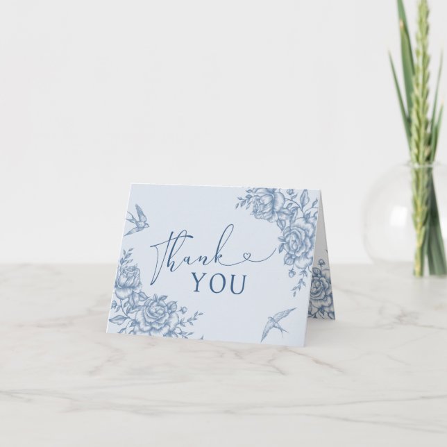 Carte pliée Dusty Blue Chinoiserie Fête des mariée (Devant)
