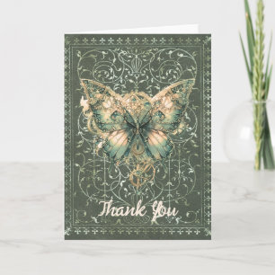 Carte pliée Fancy Green Steampunk Papillon