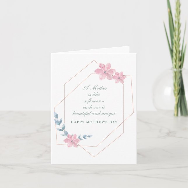 Carte pliée Fête des Mères Florale Géométrique (Devant)