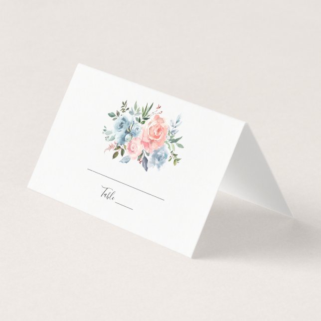 Carte pliée Floral rose et bleu Dusty Roses (Front)