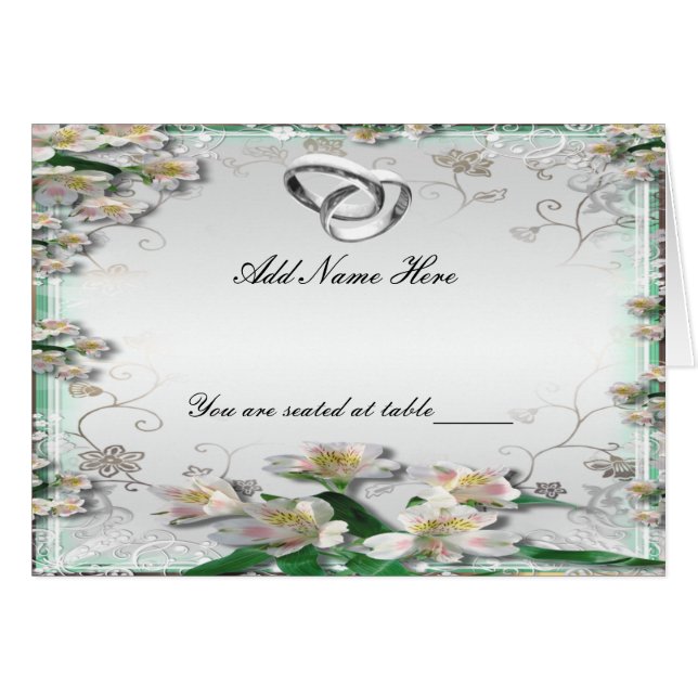 Carte pliée florale blanche élégante d'endroit de (Devant Horizontal)