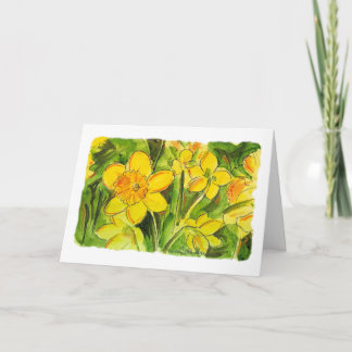 Carte pliée jonquilles de printemps