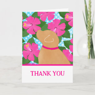 Carte pliée Merci Chien Jaune de l'Île d'Hibiscus