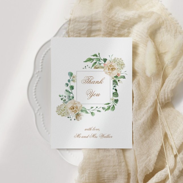 Carte pliée Merci floral du jardin de crème printa (Créateur téléchargé)
