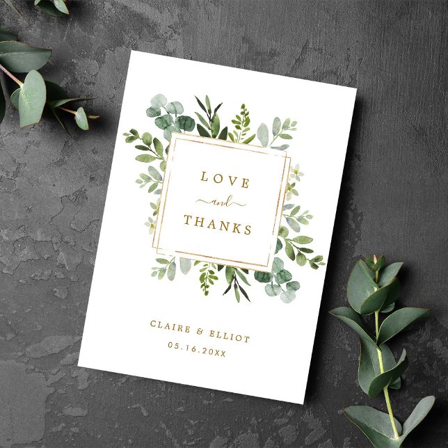 Carte pliée Merci vert or botanique (Créateur téléchargé)