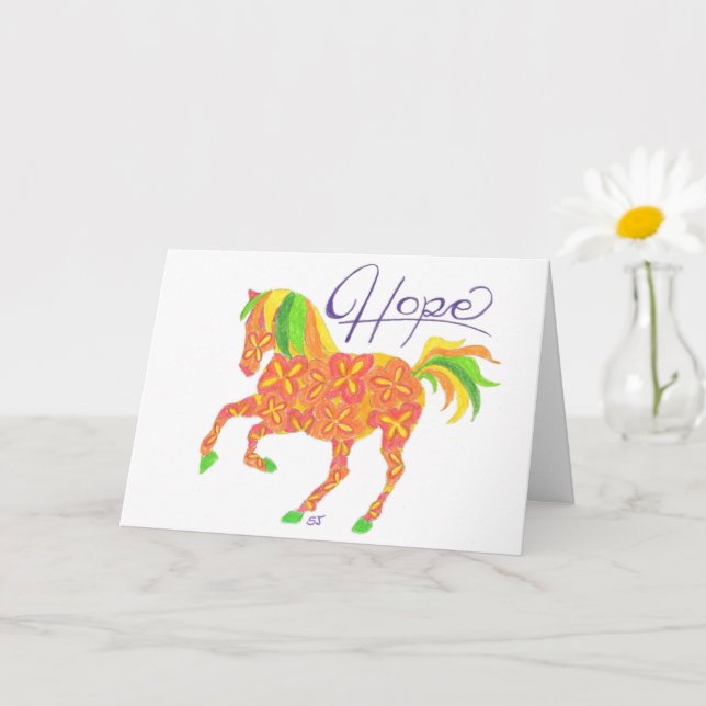 Carte pliée Orange Hope Horse par Sherry Jarvis (Petite plante)