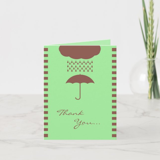 Carte pliée parapluie neutre Merci Baby shower (Devant)