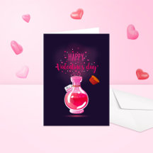 Carte pliée Pink Love Potion Joyeuse Saint-Valenti