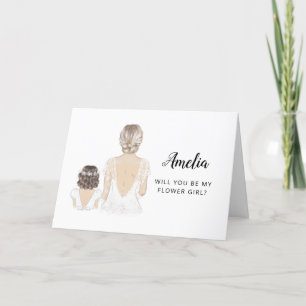 Carte pliée pour demande de demoiselle d'honneur