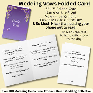 Carte pliée pour vœux de mariage Fleurs Mauve Viol