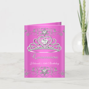 Carte pliée Quinceanera Parties scintillant rose T