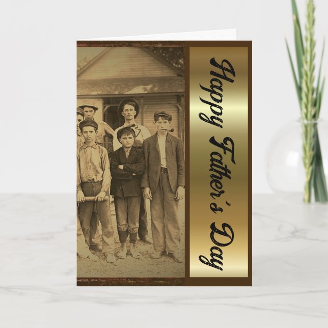 Carte pliée rétro de la fête des pères 1920 marron (Devant)