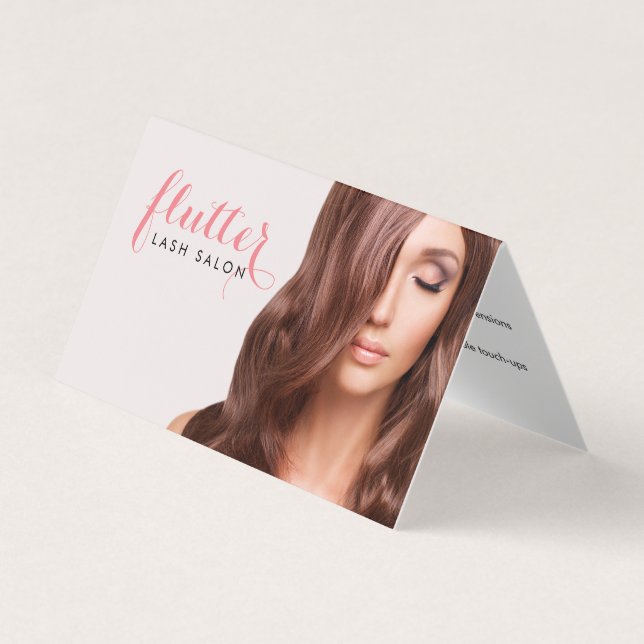 Carte pliée simple rose Lash Salon (Devant)