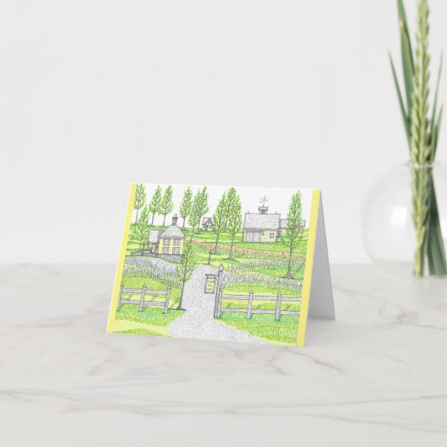 Carte pliée Sunny Hill tirée à la main (Devant)