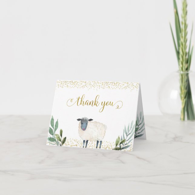 Carte pliée Sweet Little Lamb Greenery (Devant)