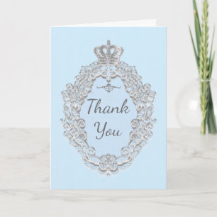 Carte pliée Vintage Storybook Blue Crown Merci